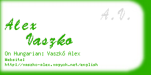 alex vaszko business card